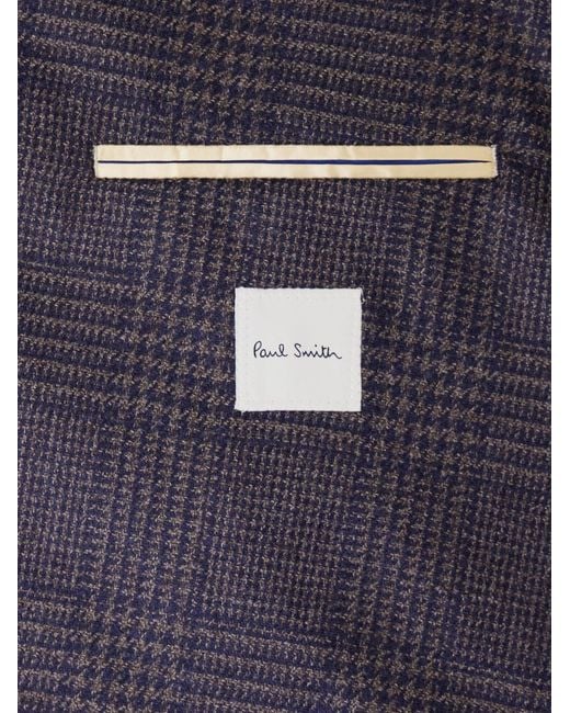 Paul Smith Blue Prince Of Wales Wool And Silk-Blend Suit Jacket for men