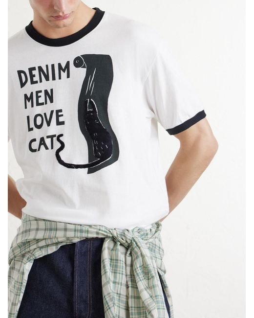 Kapital Natural Embellished Printed Cotton-Jersey T-Shirt for men