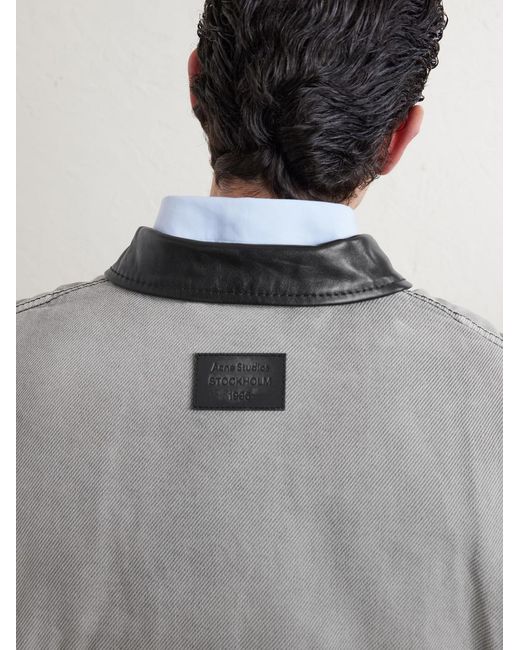 Acne Gray Cotton Leather-trimmed Jacket for men