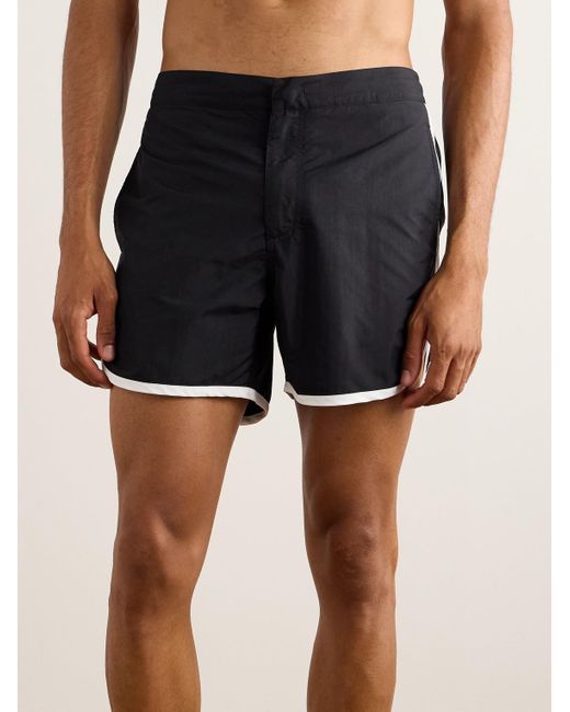Mr P. Black Straight-Leg Mid-Length Swim Shorts for men