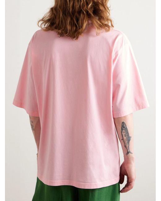 T-shirt in jersey di cotone con logo di Marni in Pink da Uomo