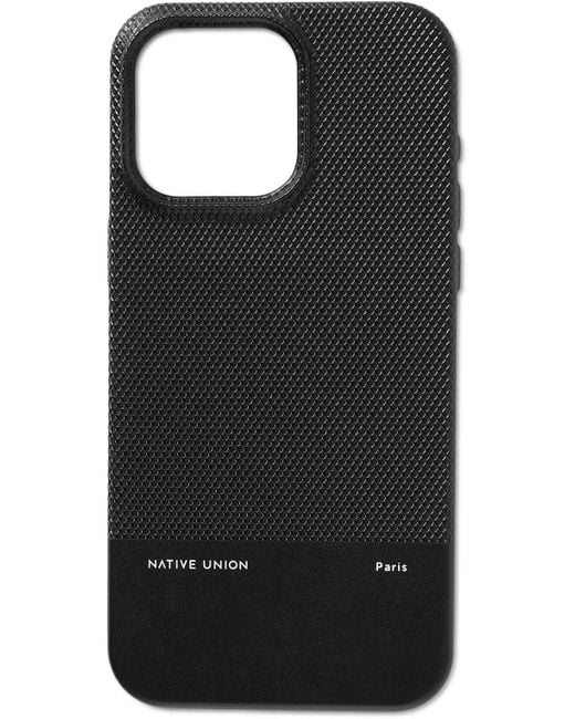 Native Union Black (re)classic Logo-print Faux Leather Iphone 15 Pro Max Phone Case for men