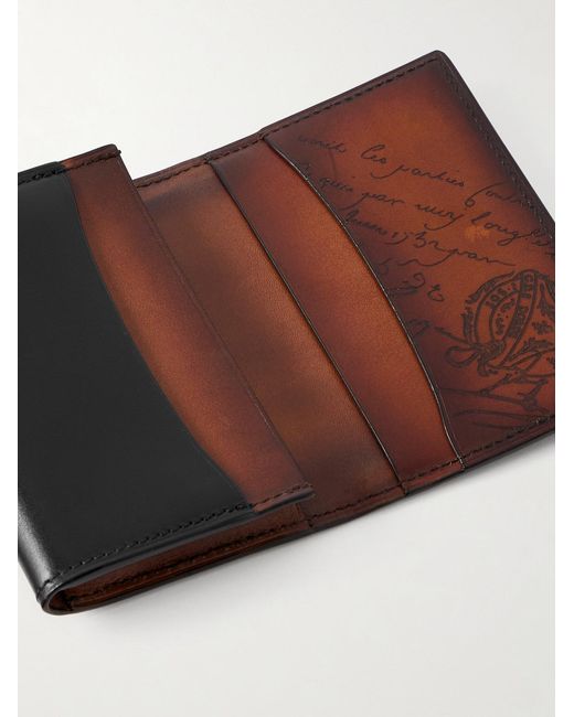 Berluti Black Imbuia Neo Scritto Leather Bifold Cardholder for men