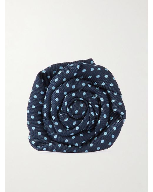 Charvet Blue Polka-dot Silk-faille Lapel Pin for men