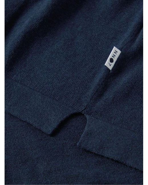 NN07 Blue Ryan 6311 Cotton And Linen-Blend Polo Shirt for men