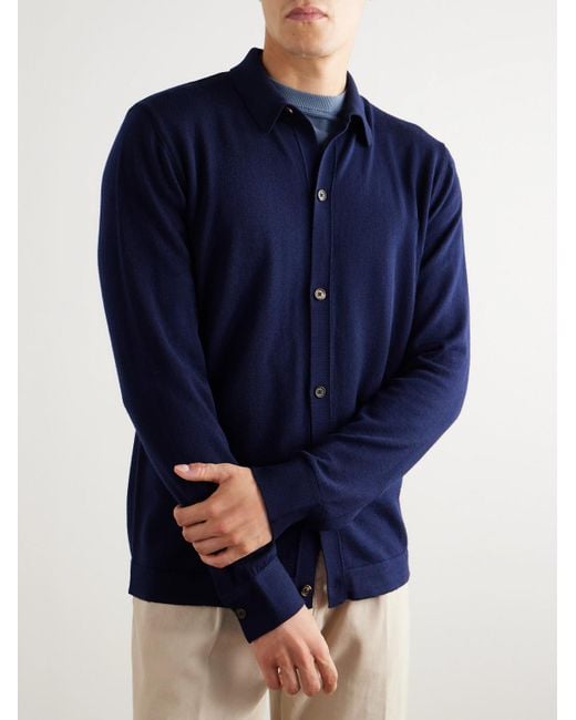Eleventy Blue Slim-Fit Wool Cardigan for men