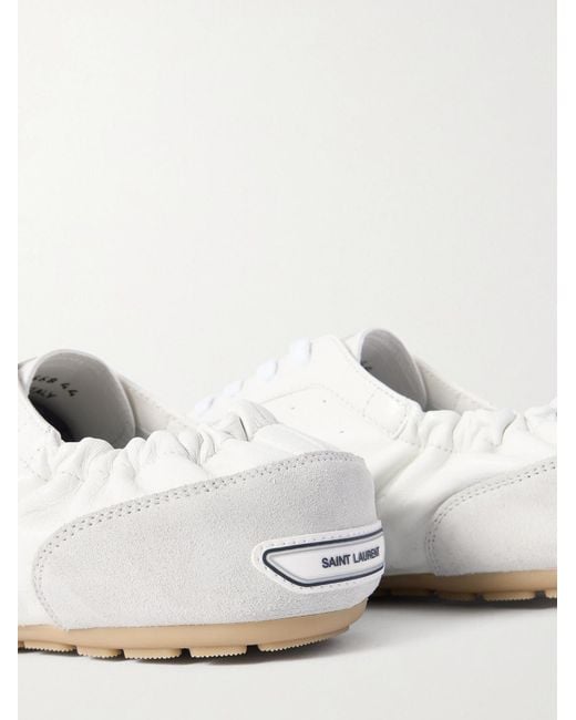 Saint Laurent Natural Lewis Suede And Full-Grain Leather Sneakers for men