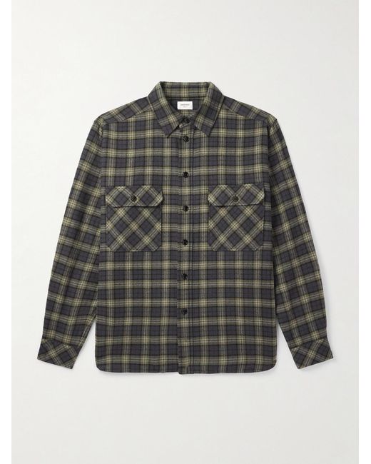 Saint Laurent Gray Checked Wool-Gauze Overshirt for men
