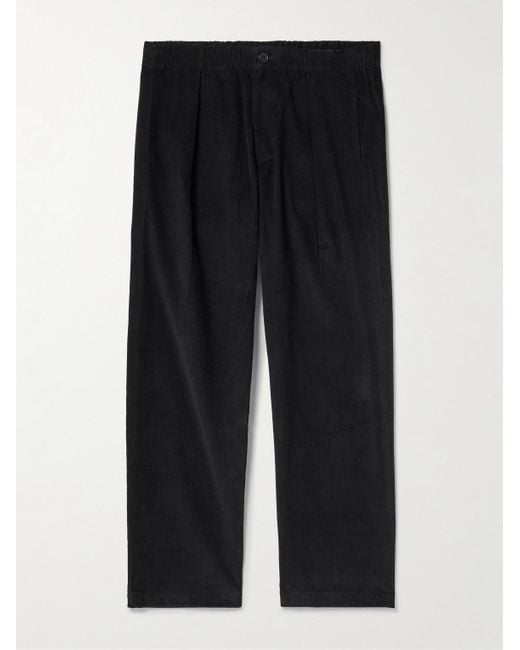 Kardo Black Taka Straight-Leg Embroidered Cotton-Corduroy Trousers for men