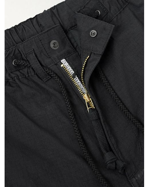 Neighborhood Black Wide-leg Cotton-blend Ripstop Drawstring Cargo Trousers for men