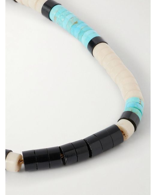 Mikia Natural Silver Multi-stone Beaded Bracelet for men