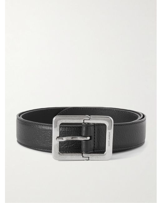 Saint Laurent Black 3cm Full-grain Leather Belt for men