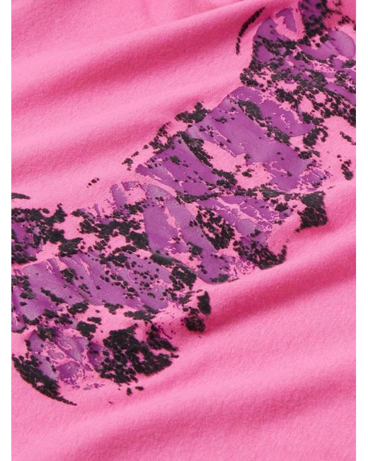 ERL Pink Oversized Printed Flocked Cotton-jersey T-shirt for men
