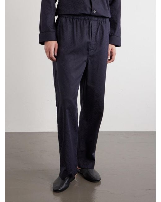 Derek Rose Blue Paris 17 Cotton-Poplin Pyjama Set for men