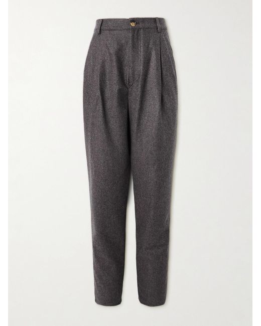 Brunello Cucinelli Gray Straight-Leg Pleated Virgin Wool-Flannel Trousers for men