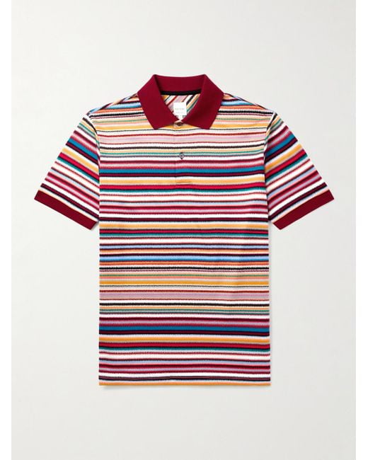 Paul Smith Red Striped Cotton Polo Shirt for men