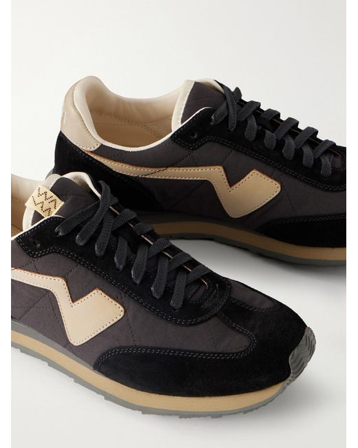 Visvim Black Fkt Runner Leather And Suede-Trimmed Canvas Sneakers for men