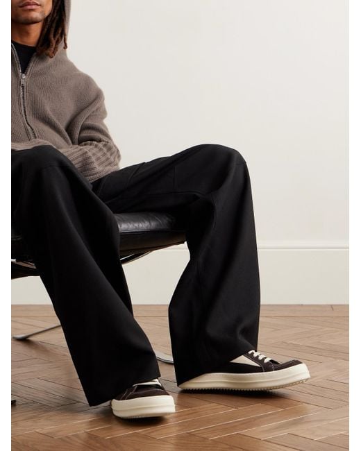 Rick Owens Brown Vintage Suede-Trimmed Nubuck Sneakers for men