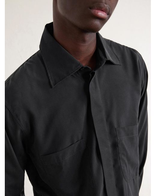 Saman Amel Blue Silk Overshirt for men