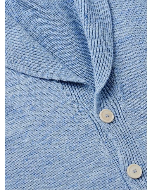Inis Meáin Blue Pub Jacket Linen-blend Cardigan for men