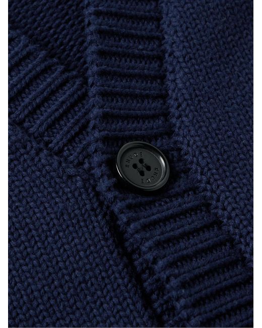 Rhude Blue Logo-appliquéd Intarsia-knit Cotton Cardigan for men