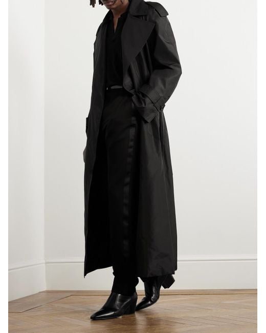 Saint Laurent Black Belted Silk-satin Trench Coat for men