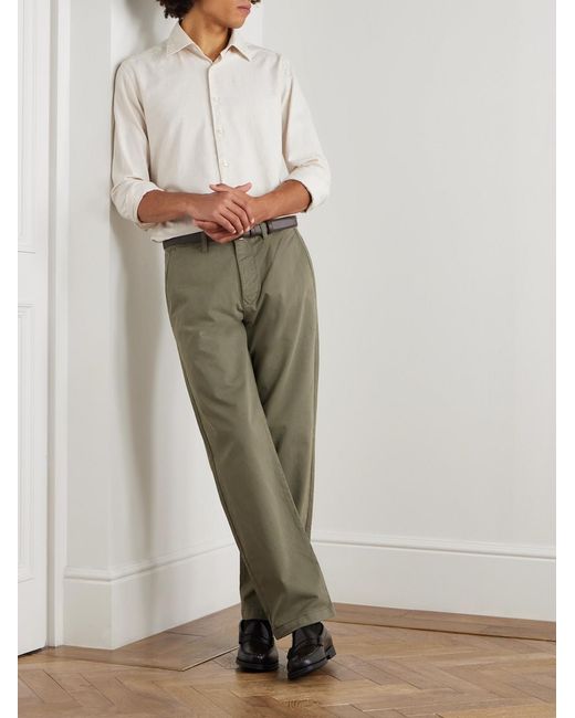 Slowear White Glanshirt Slim-fit Cotton-twill Shirt for men