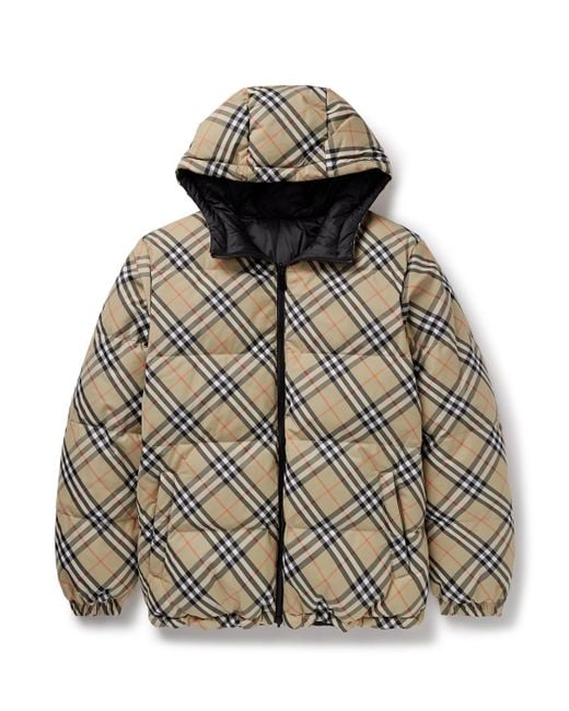 Burberry Natural Reversible Checked Quilted Shell Hooded Down Jacket for men