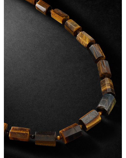 JIA JIA Black Oracle 14-karat Gold Tiger's Eye Necklace for men