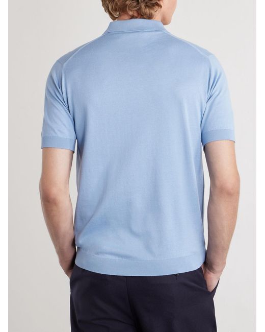 John Smedley Blue Adrian Slim-Fit Sea Island Cotton Polo Shirt for men