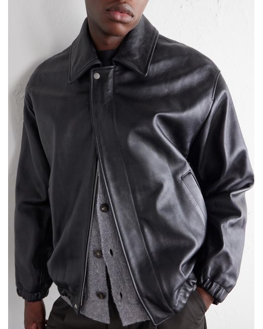 Ssstein Black Leather Jacket for men