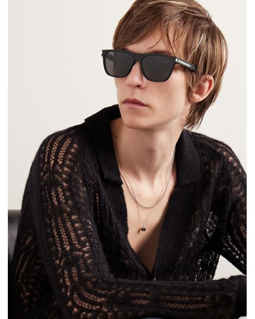 Saint Laurent Black D-frame Recycled-acetate Sunglasses for men