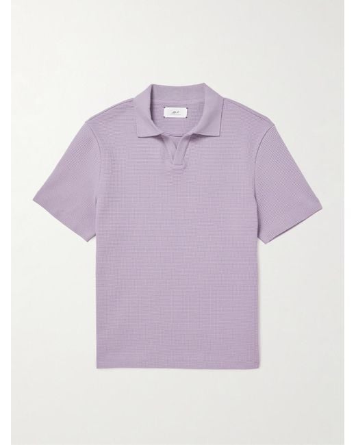 Mr P. Purple Jonny Waffle-Knit Organic Cotton Polo Shirt for men