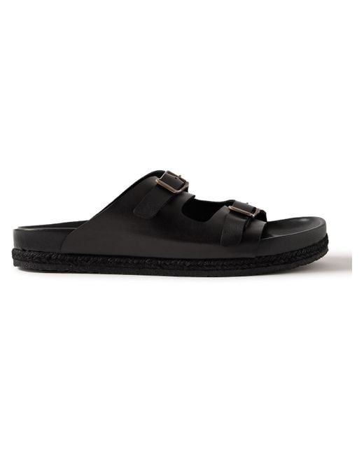Yuketen Black Sal-2 Leather Sandals for men
