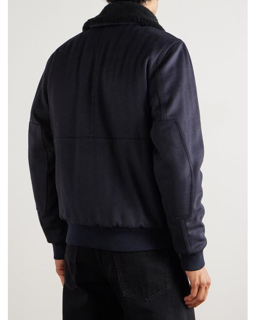 Private White V.c. Blue The Flight Jacket 3.0 Shearling-Trimmed Wool Bomber Jacket for men