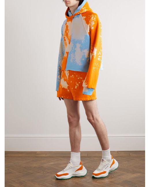 Liberal Youth Ministry Orange Tie-Dyed Distressed Cotton-Jersey Hoodie for men