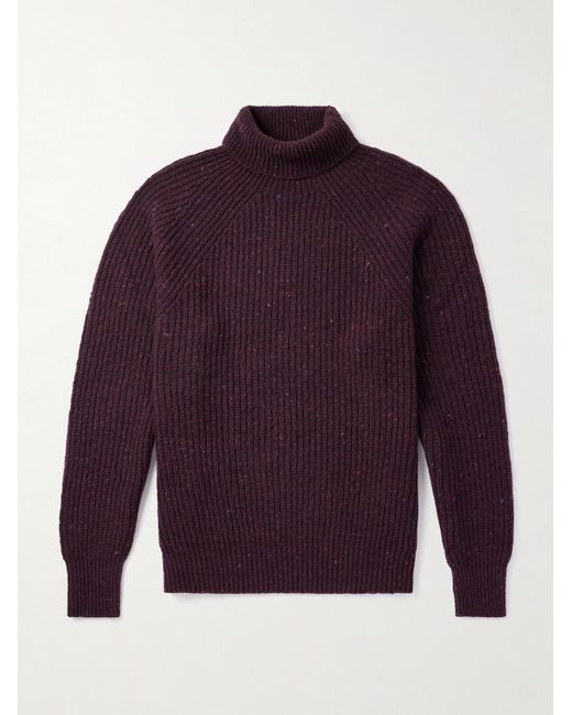 Inis Meáin Purple Boatbuilder Merino Wool And Cashmere-Blend Rollneck Sweater for men