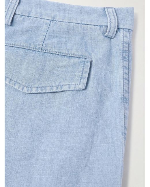 Valentino Garavani Blue Wide-leg Cotton-chambray Trousers for men