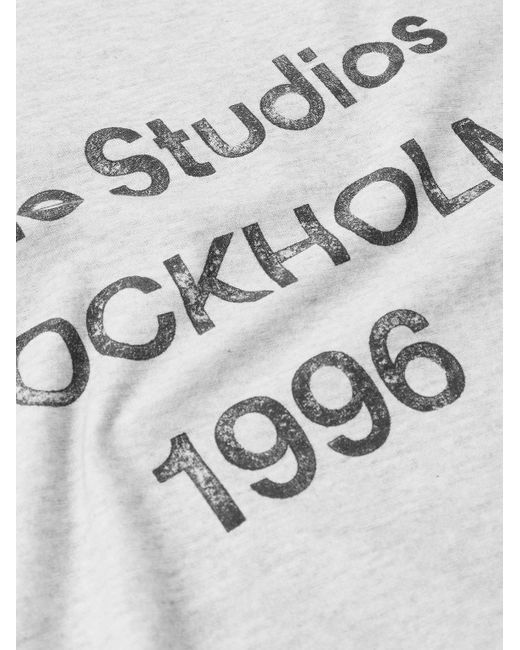 Acne White Exford Distressed Logo-Print Organic Cotton-Jersey T-Shirt for men
