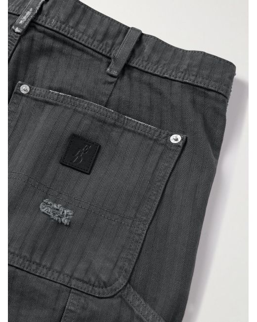 Enfants Riches Deprimes Schmal geschnittene Jeansshorts mit Fischgratmuster in Distressed-Optik in Gray für Herren