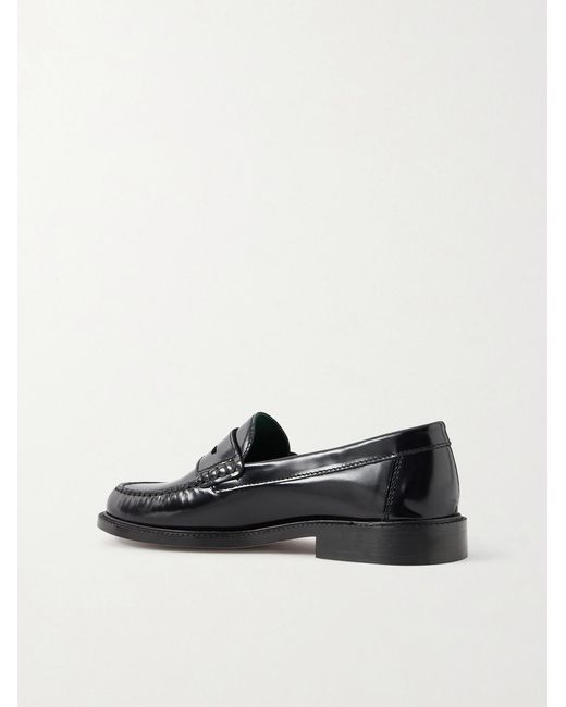 VINNY'S Black Yardee Polished-leather Penny Loafers for men