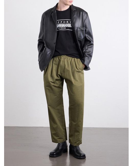 Neighborhood Green Wide-Leg Cotton And Linen-Blend Twill Trousers for men