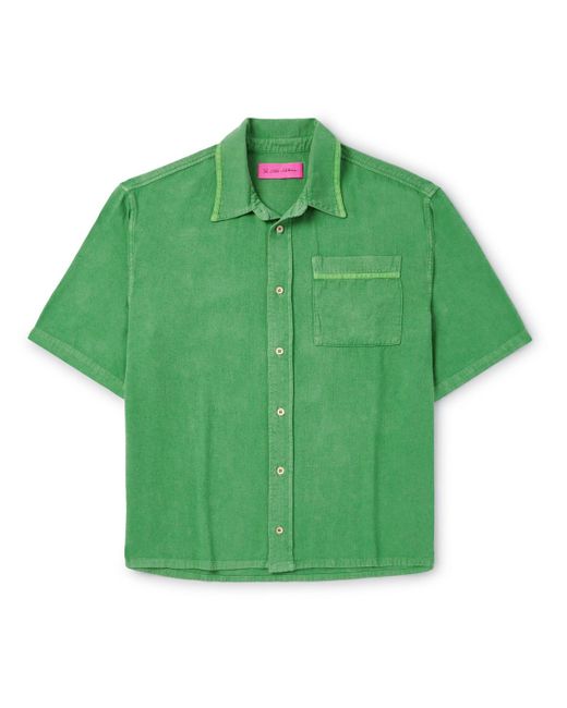 The Elder Statesman Green Jupiter Cotton And Silk-blend Twill Shirt for men