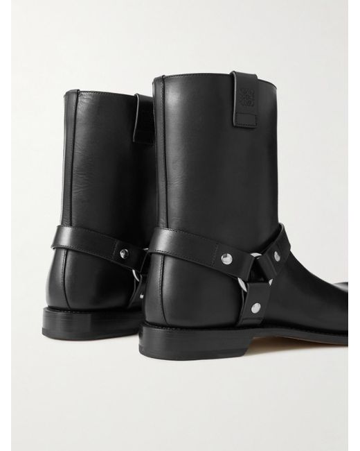 Loewe Black Paula's Ibiza Campo Embellished Leather Boots for men