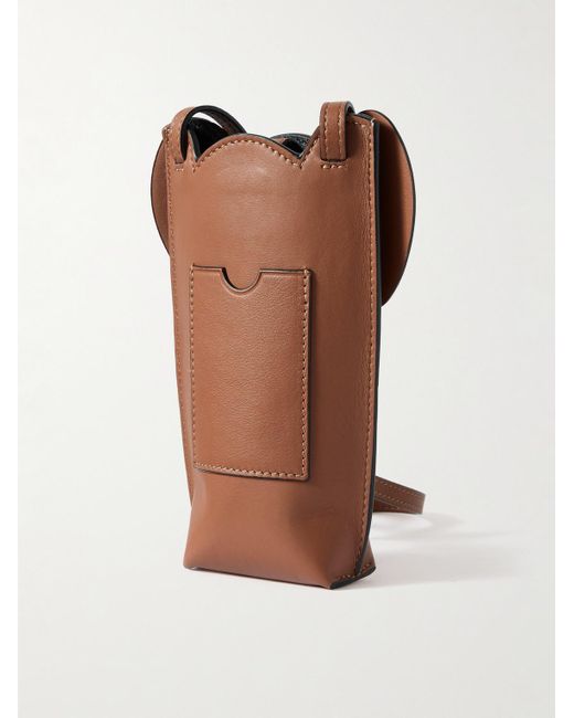 Loewe Brown Elephant Pocket Leather Messenger Bag for men