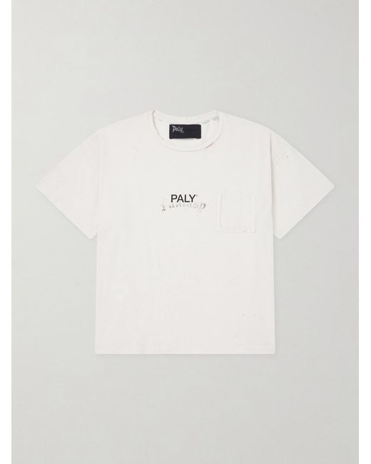 Paly Hollywood Natural Core Logo-Print Distressed Cotton-Jersey T-Shirt for men