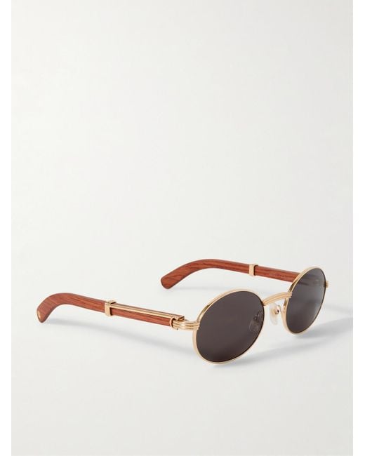 Cartier Brown Première Round-frame Gold-tone And Wood Sunglasses for men