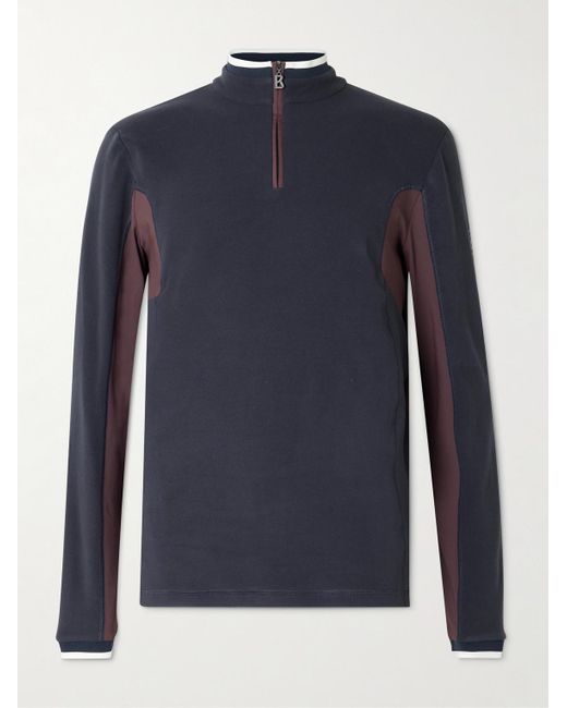 Bogner Blue Giacomo Fleece And Jersey Half-Zip Ski Base Layer for men
