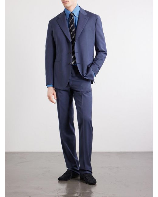 J. Mueser Blue Virgin Wool Suit Jacket for men