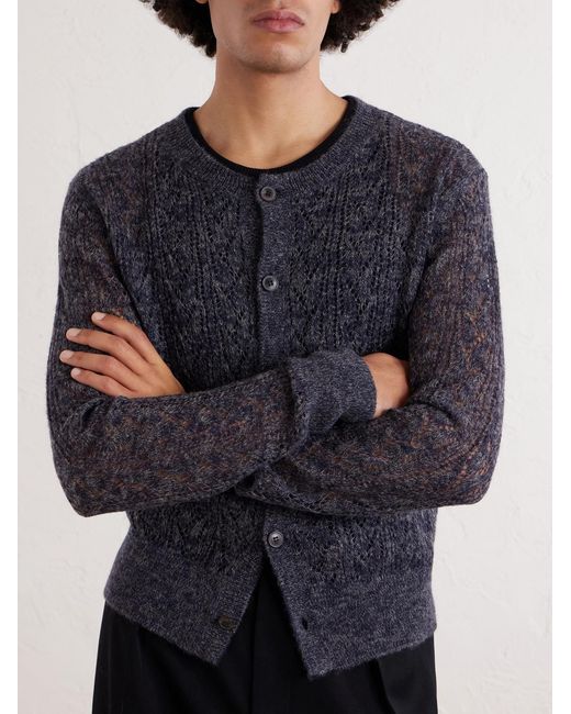 Dries Van Noten Blue Knitted Cardigan for men
